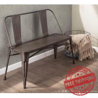 Lumisource BC-ORMTL AN Oregon Industrial Metal Dining/Entryway Bench with Antique Finish 